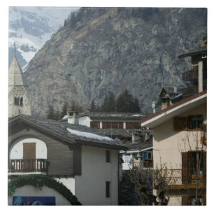 Azulejo Europa, Italia, Valle d'Aosta, COURMAYEUR: Pueblo