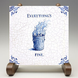 Azulejo Everything's Fine Delft Blue Dutch Style 