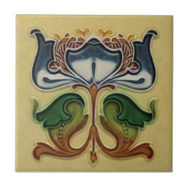 Azulejo Excepcional inglés Art Nouveau Floral c1900 Repro