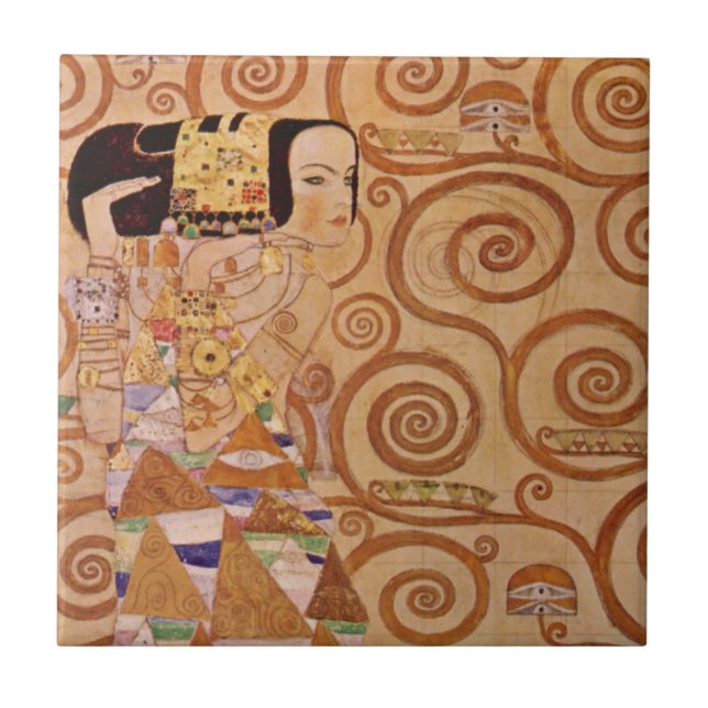 Azulejo Expectativa de Klimt Vintage Art Nouveau (Frente)