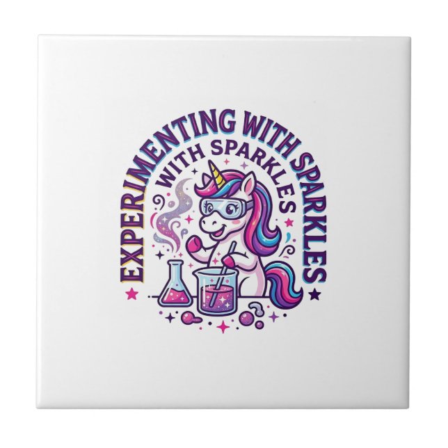 Azulejo Experimento de Unicornio con Brillo Comercial Cort (Frente)