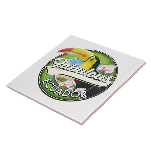 Azulejo Explora el fabuloso logo de Ecuador Magnet (Lado)