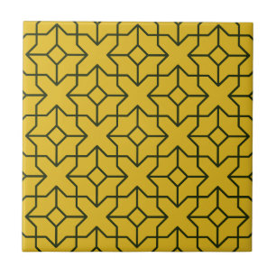 Azulejo Explora un patrón geométrico amarillo simétrico