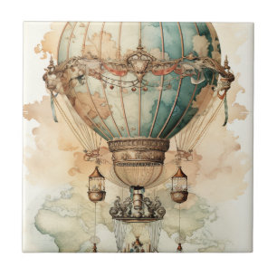 Azulejo Explorador de Mapa Mundial del Dirigible Azul Anti