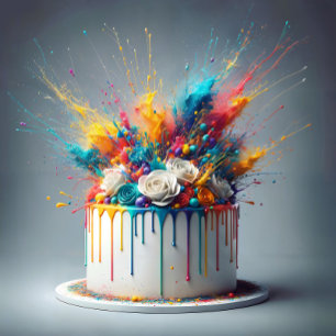 Azulejo Explosión de Alegría - Feliz Pastel de Cumpleaños