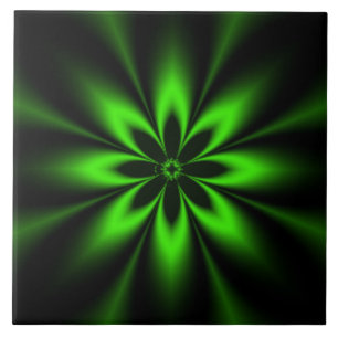 Azulejo Explosión de Flor Verde Fractal