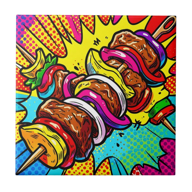 Azulejo Explosión de kebab Pop Art (Frente)