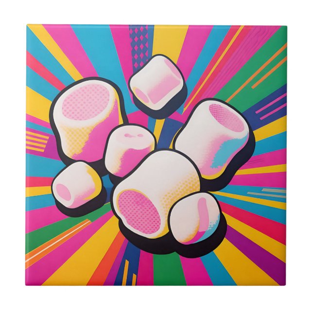 Azulejo Explosión de malvaviscos Pop Art (Frente)