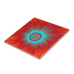 Azulejo Explosión de turquesa en mosaico en rojo