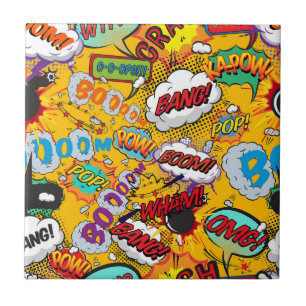 Azulejo Explosiones divertidas de arte pop de cómics retro