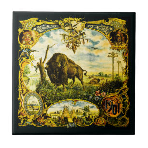 Azulejo Exposición de Pan Am con Motivos de Bisonte y Nati