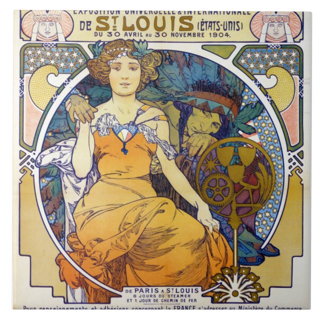 Azulejo Exposición de St. Louis, Mucha (Frente)