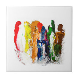 Azulejo Expresión abstracta de figuras humanas en movimien