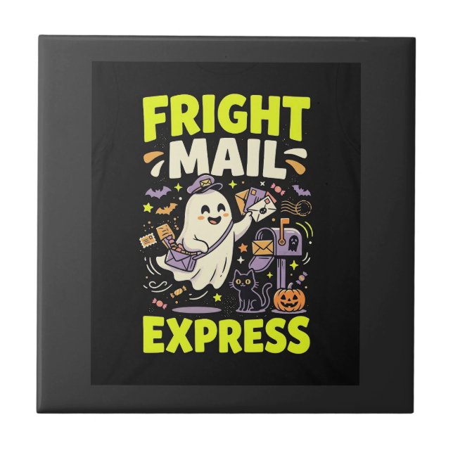 Azulejo Expreso de correo de terror de Halloween (Frente)
