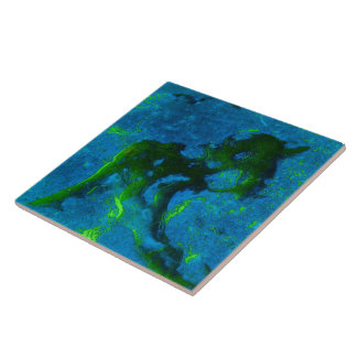 Azulejo Extracto de la piedra caliza en verdes y azules de