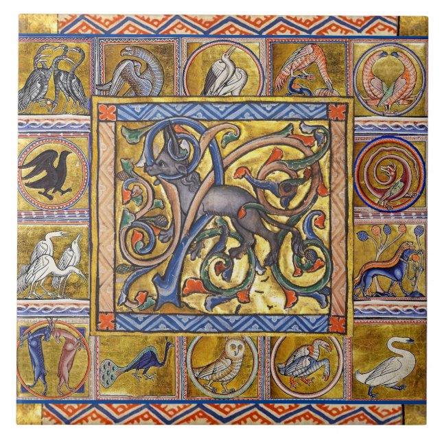 AZULEJO EXTRAÑO BESTIARIO MEDIEVAL, ANTELOP, ANIMALES FORE (Frente)