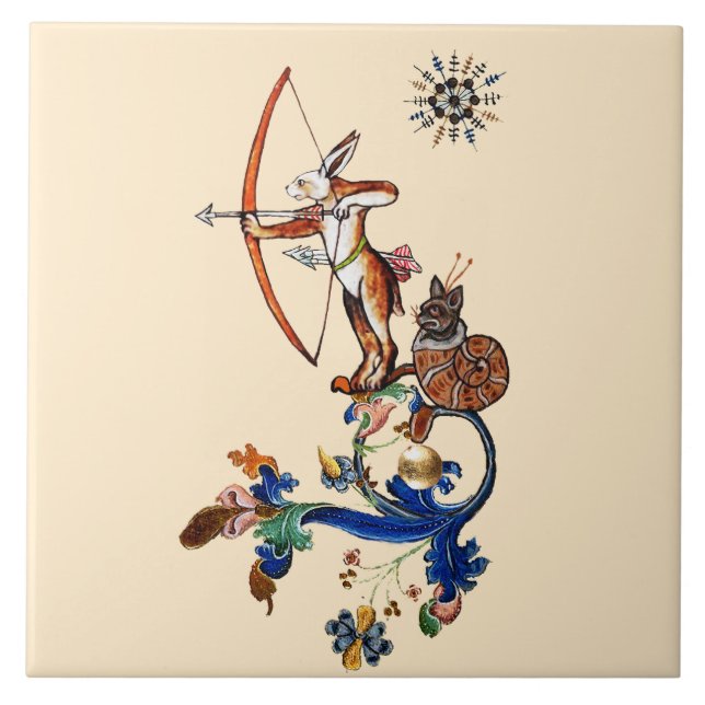 Azulejo EXTRAÑO CONejo BESTIARIO MEDIEVAL (Frente)