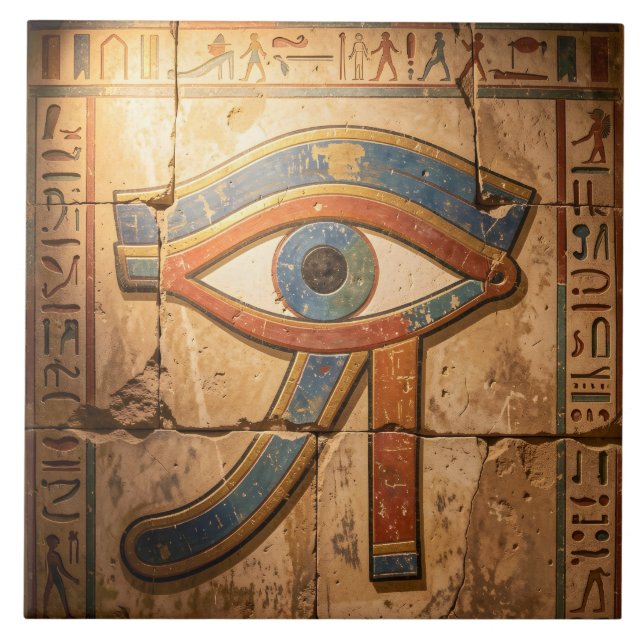 Azulejo Eye of Horus with Hieroglyphs Egyptian Spiritual  (Frente)