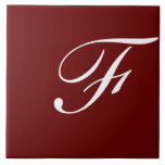 Azulejo F Monograma Blanco inicial en marrón<br><div class="desc">Monograma clásico de letra blanca sobre fondo rojo oscuro,  F.</div>