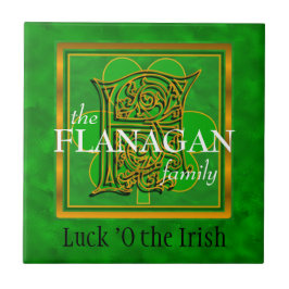 Azulejo F "Suerte de irlandés" Personalizado familiar Mono