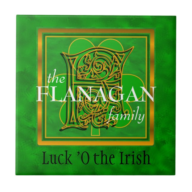 Azulejo F "Suerte de irlandés" Personalizado familiar Mono (Frente)