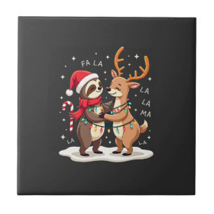 Azulejo Fa La La Llama Luces de Navidad Perezoso Cabalgand