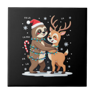 Azulejo Fa La La Llama Luces de Navidad Perezoso Montando 