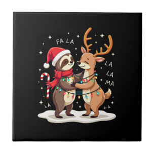 Azulejo Fa La La Llama Luces de Navidad Perezoso Montando