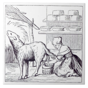 Azulejo Fabricación de quesos en Suiza, después de un