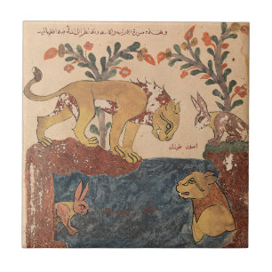 Azulejo Fábula del Renacimiento Indio Liebre León Ce