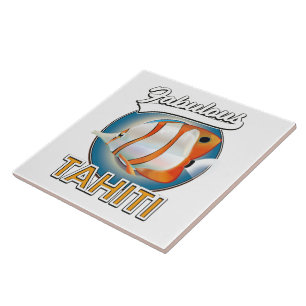 Azulejo fabuloso logo retro de Tahití