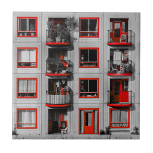 Azulejo Fachada Roja Zuidoost Balcony Building Photography