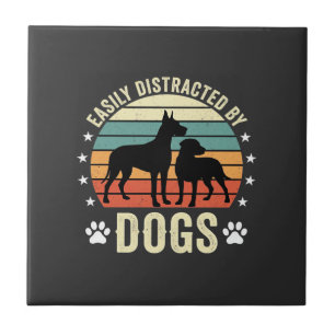 Azulejo Fácilmente Distraída por Perros Vintage Retro Atar