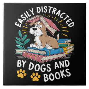 Azulejo Fácilmente Distraído por Perros y Libros Mascotas