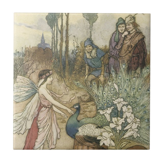 Azulejo Faerie del pavo real (Frente)