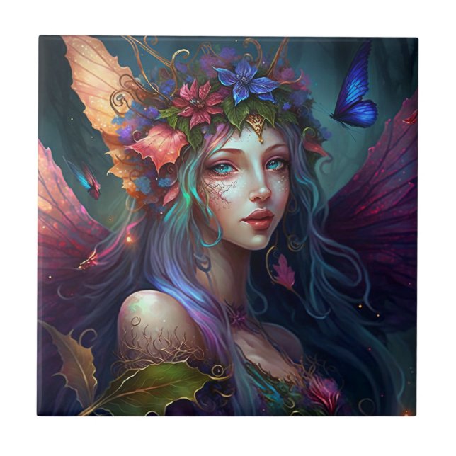 Azulejo Fairy Chica Fantasy Art Cerámica Tile (Frente)
