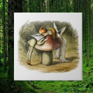 Azulejo Fairy Kiss Mushroom Woodland Cute Cottagecore