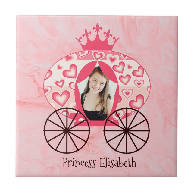 Azulejo Fairytale Royal Princess Carriage Chica Cumpleaños (Frente)