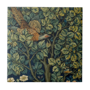 Azulejo Faisán pájaro árbol bosque William Morris