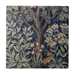 Azulejo Faisán pájaro árbol bosque William Morris