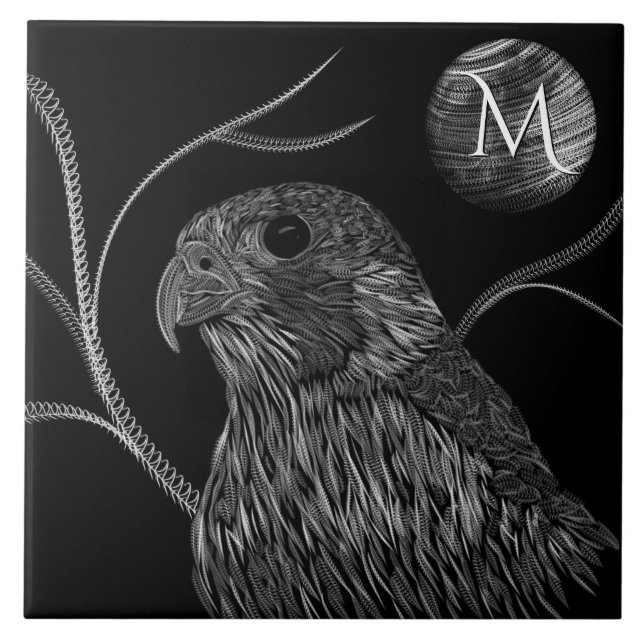 Azulejo Falcon Full Moon Monograma Negro (Frente)