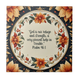 Azulejo Fall Flower Frame Bible Verdes