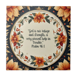 Azulejo Fall Flower Frame Bible Verdes