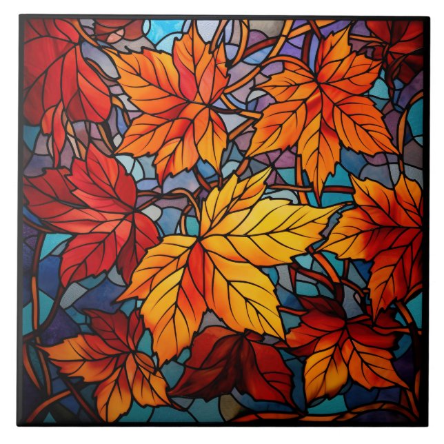 Azulejo Fall leaves Stained Glass  (Frente)