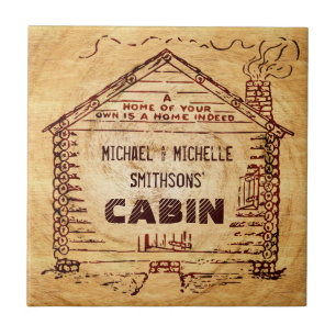 Azulejo Falsa madera personalizada cabaña de madera
