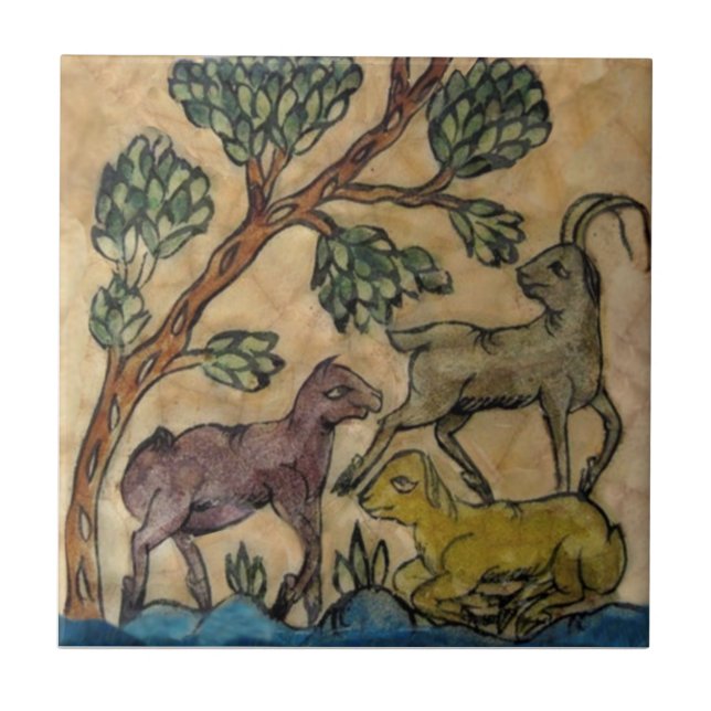 Azulejo Familia animal Antelope Antigüedad HP Persa Repro (Frente)