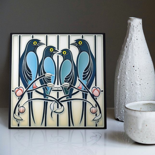 Azulejo Familia Bluebird Mackintosh Art Deco Wall Decor (Subido por el creador)