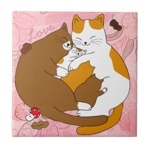 Azulejo Familia de felinos