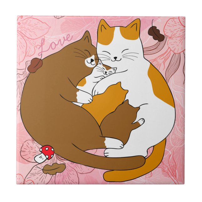 Azulejo Familia de felinos (Frente)