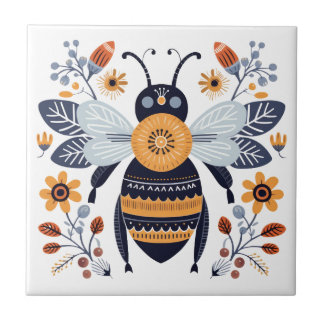 Azulejo Fancy Boho Honey Bee Arte Popular Escandinavo